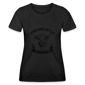 Highland Cattle Highland Cattle Highland Cattle Cow - Women's Functional T-Shirt - black - Front - AI Model Female 172 light (172cm)