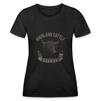 Highland Cattle Highland Cattle Highland Cattle Cow - Women's Functional T-Shirt - black - Front - AI Model Female 172 light (172cm)