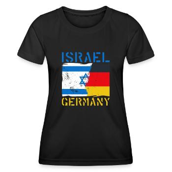 Israel Deutschland Herkunft National Flagge - Frauen Funktions-T-Shirt - Schwarz - Vorne - AI Model Female 172 light (172cm)