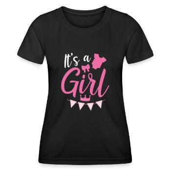 C’est une fille - T-shirt sport Femme - noir - Devant - AI Model Female 172 light (172cm)