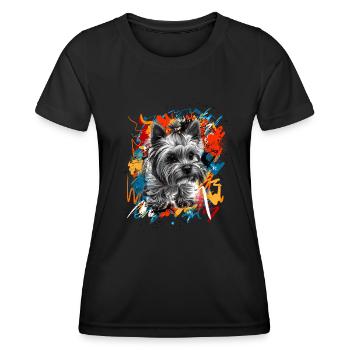 Yorkshire Terrier - Frauen Funktions-T-Shirt - Schwarz - Vorne - AI Model Female 172 light (172cm)