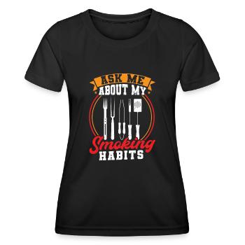 BBQ SMOKE PORK BEAF CHICKEN ID SMOKE THAT GESCHENK - Frauen Funktions-T-Shirt - Schwarz - Vorne - AI Model Female 172 light (172cm)