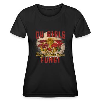 Oh les filles, ils veulent avoir des champignons butineurs de champignons - T-shirt sport Femme - noir - Devant - AI Model Female 172 light (172cm)