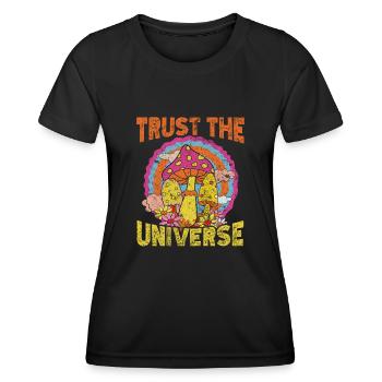 Faites confiance à l’univers Hippie Mushroom - T-shirt sport Femme - noir - Devant - AI Model Female 172 light (172cm)