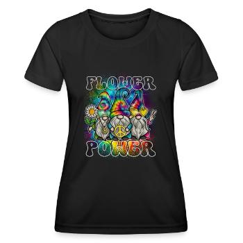 Flower Power Gnomes Tie Dye Peace - Women's Functional T-Shirt - black - Front - AI Model Female 172 light (172cm)