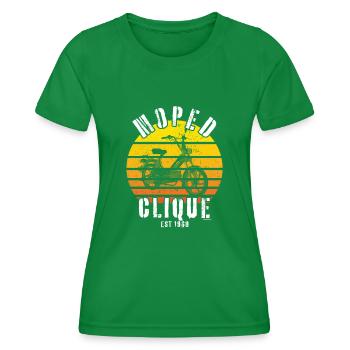 Cyclomoteur Clique Scooter Mokick Deux-Roues 1968 - T-shirt sport Femme - vert - Devant - AI Model Female 172 dark (172cm)