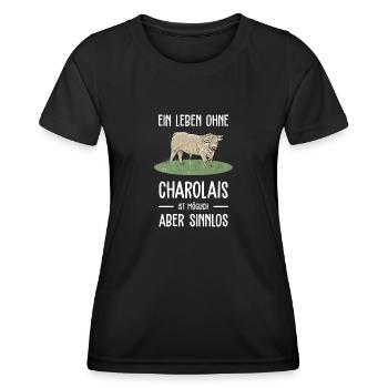 Charolais Rind I Frankreich Rinderzucht für - Frauen Funktions-T-Shirt - Schwarz - Vorne - AI Model Female 172 light (172cm)