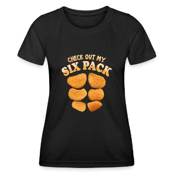 Découvrez My Six Pack Chicken Nugget Lover - T-shirt sport Femme - noir - Devant - AI Model Female 172 light (172cm)