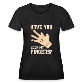 Avez-vous vu mes doigts? Amputé d’un doigt - T-shirt sport Femme - noir - Devant - AI Model Female 172 light (172cm)
