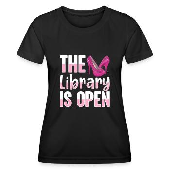 Stolz Die Bibliothek ist geöffnet Drag Queen - Frauen Funktions-T-Shirt - Schwarz - Vorne - AI Model Female 172 light (172cm)