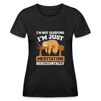 Méditation du sommeil horizontalement Paresseux - T-shirt sport Femme - noir - Devant - AI Model Female 172 light (172cm)