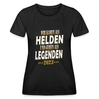 Helden und Legenden - Abschlussklasse 2023 - Frauen Funktions-T-Shirt - Schwarz - Vorne - AI Model Female 172 light (172cm)