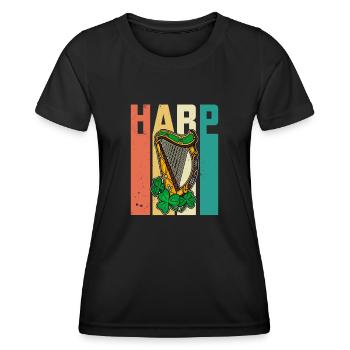 Musiker Harfenist Keltische Harfe Musikschule - Frauen Funktions-T-Shirt - Schwarz - Vorne - AI Model Female 172 light (172cm)