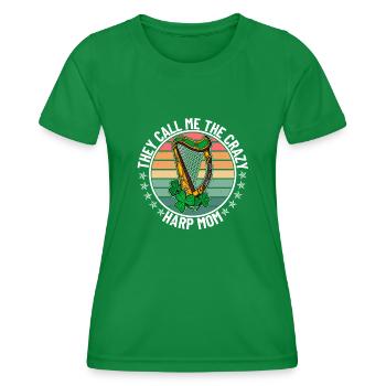 Celtic harp harpist Ireland Irish music - Women's Functional T-Shirt - kelly green - Front - AI Model Female 172 dark (172cm)