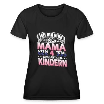 Mama Mit 4 Kindern - Frauen Funktions-T-Shirt - Schwarz - Vorne - AI Model Female 172 light (172cm)