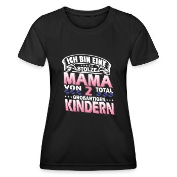 Mama 2 Kinder - Frauen Funktions-T-Shirt - Schwarz - Vorne - AI Model Female 172 light (172cm)