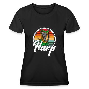 Musikschule Harfe Harfenist Irland Irisch - Frauen Funktions-T-Shirt - Schwarz - Vorne - AI Model Female 172 light (172cm)