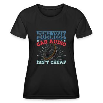 Ingénieur du son Subwoofer Analog Sound - T-shirt sport Femme - noir - Devant - AI Model Female 172 light (172cm)