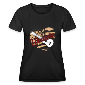 Ukulele Ukulele Flag - Women's Functional T-Shirt - black - Front - AI Model Female 172 light (172cm)