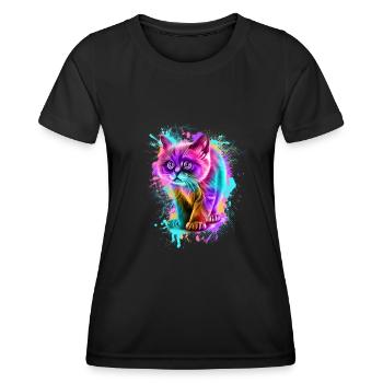 Katze Bunt - Frauen Funktions-T-Shirt - Schwarz - Vorne - AI Model Female 172 light (172cm)