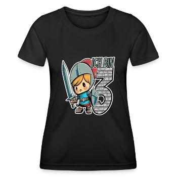 Ich bin 3 - 3. Geburtstag - Ritter - Frauen Funktions-T-Shirt - Schwarz - Vorne - AI Model Female 172 light (172cm)