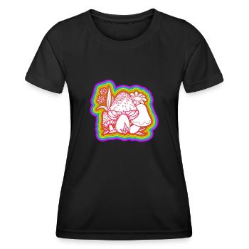 Pilze Hippie Kostüm Tie Dye Psychedelika - Frauen Funktions-T-Shirt - Schwarz - Vorne - AI Model Female 172 light (172cm)