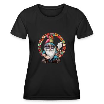 Hippie Gnom Cannabis Peace Gras Hippie Kostüm - Frauen Funktions-T-Shirt - Schwarz - Vorne - AI Model Female 172 light (172cm)