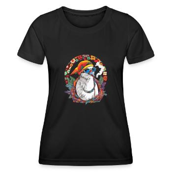 Pigeon Fumant Cannabis Herbe Hippie Peace - T-shirt sport Femme - noir - Devant - AI Model Female 172 light (172cm)