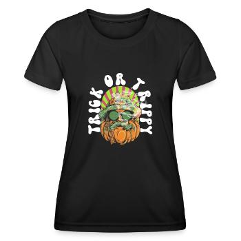Trick Or Trippy Hippie Psychedelika Cannabis Gras - Frauen Funktions-T-Shirt - Schwarz - Vorne - AI Model Female 172 light (172cm)