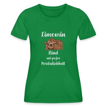 Limousin Rind I Frankreich Rinderzucht für - Frauen Funktions-T-Shirt - Kelly Green - Vorne - AI Model Female 172 dark (172cm)