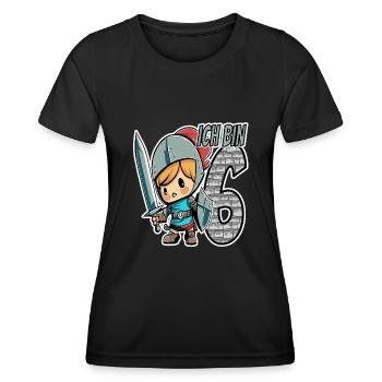 Football 6nd Birthday - I'm 6 - Kids Birthday - Frauen Funktions-T-Shirt - Schwarz - Vorne - AI Model Female 172 light (172cm)