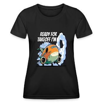 Prêt pour le décollage J’ai 9 ans - 9e anniversaire - T-shirt sport Femme - noir - Devant - AI Model Female 172 light (172cm)