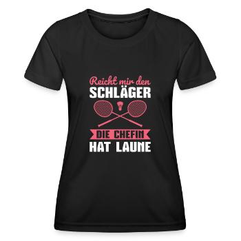 Badminton Die Chefin hat Laune Badmintonspielerin - Frauen Funktions-T-Shirt - Schwarz - Vorne - AI Model Female 172 light (172cm)