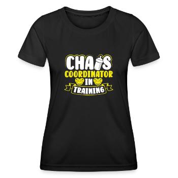 Chaos-koordinator In Ausbildung - Frauen Funktions-T-Shirt - Schwarz - Vorne - AI Model Female 172 light (172cm)