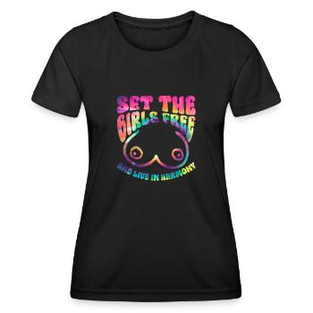 Hippie Costume Cravate Dye No Bra - T-shirt sport Femme - noir - Devant - AI Model Female 172 light (172cm)