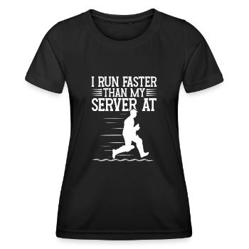 Ich Laufe Schneller Als Mein Server Bei - Frauen Funktions-T-Shirt - Schwarz - Vorne - AI Model Female 172 light (172cm)