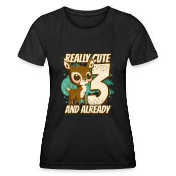 really Cute and already 3 - fawn children birthday - Frauen Funktions-T-Shirt - Schwarz - Vorne - AI Model Female 172 light (172cm)