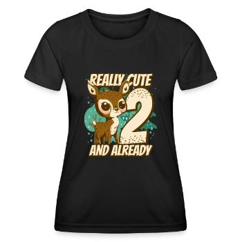 vraiment mignon et déjà 2 - anniversaire des enfants fauves - T-shirt sport Femme - noir - Devant - AI Model Female 172 light (172cm)