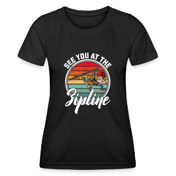 Seilrutscher Seilrutschen Zipline Zipliner Hobby - Frauen Funktions-T-Shirt - Schwarz - Vorne - AI Model Female 172 light (172cm)