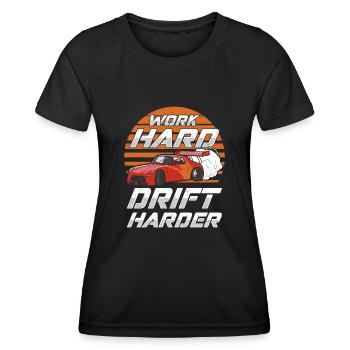 Work Hard Drift Harder JDM Car - Frauen Funktions-T-Shirt - Schwarz - Vorne - AI Model Female 172 light (172cm)