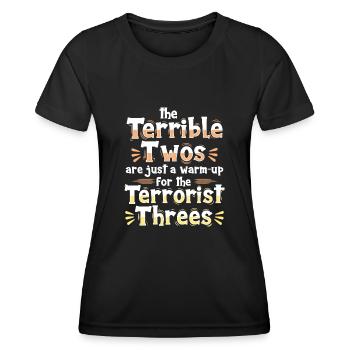 Les horribles deuces ne sont que l’échauffement - T-shirt sport Femme - noir - Devant - AI Model Female 172 light (172cm)