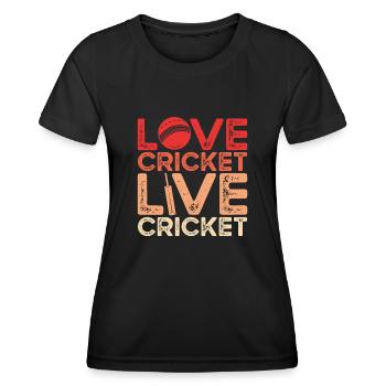 J’adore le cricket en direct - T-shirt sport Femme - noir - Devant - AI Model Female 172 light (172cm)