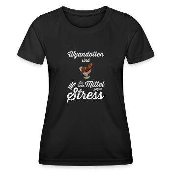 Wyandotten Huhn I Henne Ei Hahn Motiv für - Frauen Funktions-T-Shirt - Schwarz - Vorne - AI Model Female 172 light (172cm)