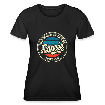 Fiancée Meilleure demande en mariage Cadeau rétro - T-shirt sport Femme - noir - Devant - AI Model Female 172 light (172cm)