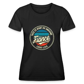 Fiancé Best Wedding Proposal Retro Gift - Women's Functional T-Shirt - black - Front - AI Model Female 172 light (172cm)