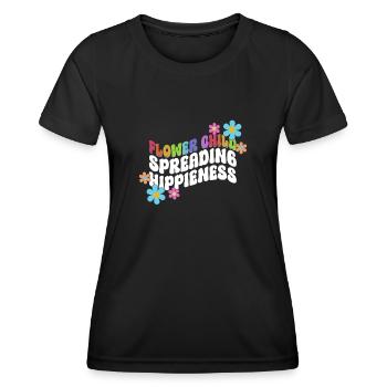 Blumenkind, das Hippieness verbreitet - Hippie - Frauen Funktions-T-Shirt - Schwarz - Vorne - AI Model Female 172 light (172cm)