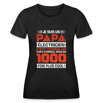 Idée cadeau papa humour fête des pères électricien - T-shirt sport Femme - noir - Devant - AI Model Female 172 light (172cm)