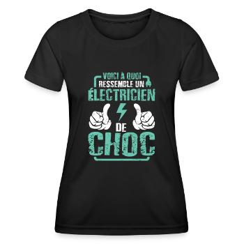 cadeau électricien de choc citation humoristique - T-shirt sport Femme - noir - Devant - AI Model Female 172 light (172cm)