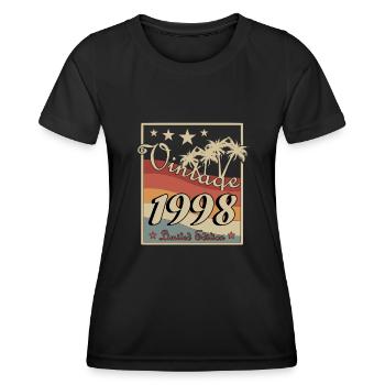 1998 - Baujahr 1998 - Jahrgang 1998 - Frauen Funktions-T-Shirt - Schwarz - Vorne - AI Model Female 172 light (172cm)