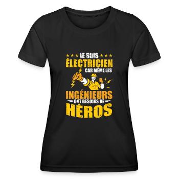 Cadeau mécanicien garage mécano humour voiture - T-shirt sport Femme - noir - Devant - AI Model Female 172 light (172cm)